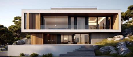 Modern house design. Illustration photo