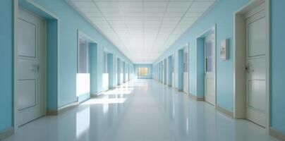 Modern hospital corridor. Illustration photo