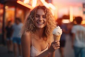 Girl with ice cream. Illustration photo