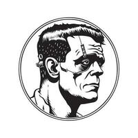 frankenstein, Clásico logo línea Arte concepto negro y blanco color, mano dibujado ilustración vector