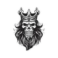 ghost king, vintage logo line art concept black and white color, hand drawn illustration vector