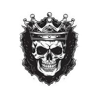 ghost king, vintage logo line art concept black and white color, hand drawn illustration vector