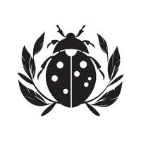 ladybug, vintage logo line art concept black and white color, hand drawn illustration vector