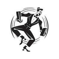 acrobatic drunken, vintage logo line art concept black and white color, hand drawn illustration vector