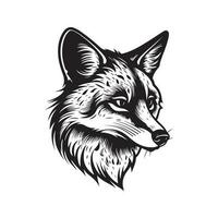 fox, vintage logo line art concept black and white color, hand drawn illustration vector