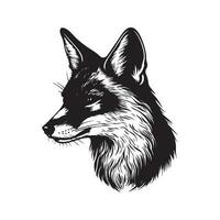 fox, vintage logo line art concept black and white color, hand drawn illustration vector