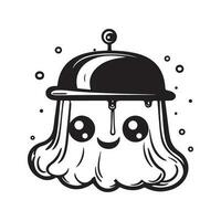 jelly character, vintage logo line art concept black and white color, hand drawn illustration vector