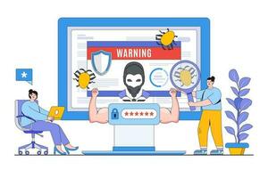 la seguridad cibernética y amenaza proteccion concepto con persona exploración para malware y fortalecimiento contraseñas vector