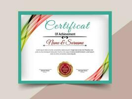 Creative certificate of achievement template design. luxury elegant blue and gold diploma, corporate training certificate design vector