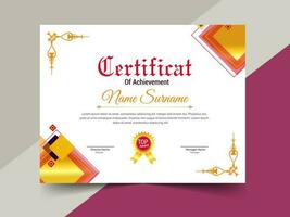 Creative certificate of achievement template design. luxury elegant blue and gold diploma, corporate training certificate design vector