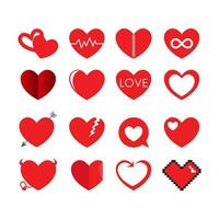 set Love Heart Symbol Icons. Design elements for Valentine's day isolated on white background and easy to edit. vector