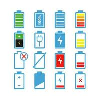 battery filled icons. Collection of charge battery level indicators. Charge indicator. vector