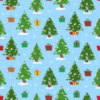 Christmas tree with tree ball and tree toy seamless pattern. Flat vector illustration