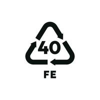 fe 40 el plastico reciclar símbolo icono vector