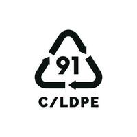 C LDPE plastic recycle symbol icon vector