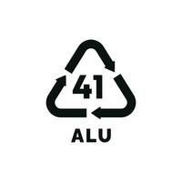 ALU 41 plastic recycle symbol icon vector