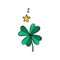 Cute cartoon of a four leaf clover. St. Patrick's Day illustration isolated on white background. vector