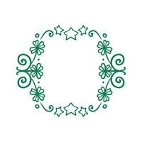 Clover garland on white background. St Patrick day greeting card with shamrock wreath. Irish. Vector flat illustration. Good for text and cards.