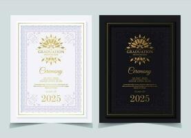 Elegant graduation invitation template with ornament vector