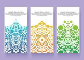 set colorful mandala invitation card vector