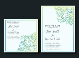 Elegant mandala wedding invitation card template design vector