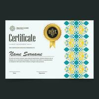 Certificate of achievement template with vintage gold border - Vector