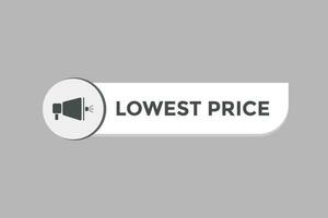 Lowest Price Button. Speech Bubble, Banner Label Lowest Price vector