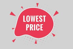 Lowest Price Button. Speech Bubble, Banner Label Lowest Price vector