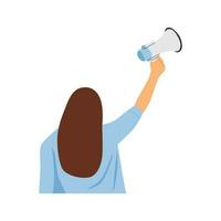 vector illustration of a person screaming with a loudspeaker  megaphone