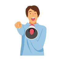 vector illustration of a person screaming with a loudspeaker  megaphone