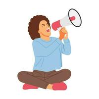 vector illustration of a person screaming with a loudspeaker  megaphone