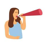 vector illustration of a person screaming with a loudspeaker  megaphone