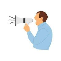 vector illustration of a person screaming with a loudspeaker  megaphone