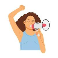 vector illustration of a person shouting through a megaphone, loudspeaker