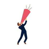 vector illustration of a person screaming with a loudspeaker  megaphone