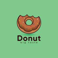 gusto único comida ilustración rosquillas logo con un mordedura tomado fuera de él. y rosquilla icono diseño con rosquilla modelo elementos con vector color emblema.