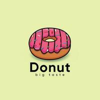 gusto único comida ilustración rosquillas logo con un mordedura tomado fuera de él. y rosquilla icono diseño con rosquilla modelo elementos con vector color emblema.