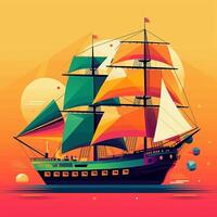 Colón Embarcacion brillante colores saturado colores ai generado foto