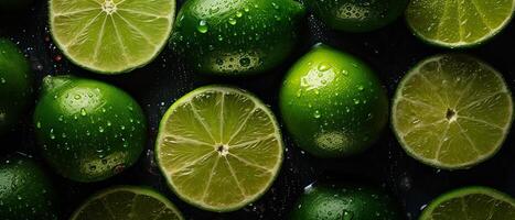 Fresh Lime seamless background adorned with glistening photo