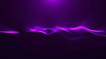 Abstract digital purple particle waves and lights animated technology background video