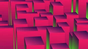 Animated 3D rotating pink color cubes pattern background video