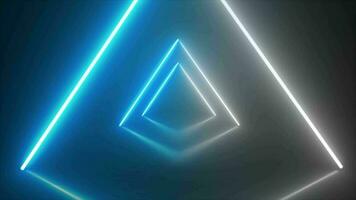 blue and white Triangular shaped neon lines background video