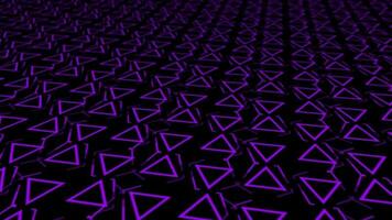 3D blurry rotating and repeating purple color triangular shape background video