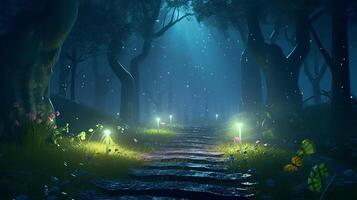 Photography enchanted night forest magical atmosphere photo