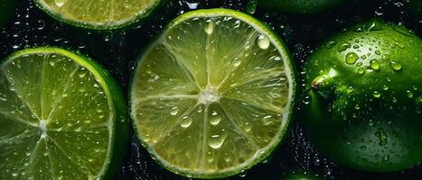Fresh Lime seamless background adorned with glistening photo