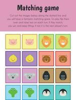 Matching game Educational Sheet. Primary module for Memory. 5-6 years old. Educational Sheets Series vector