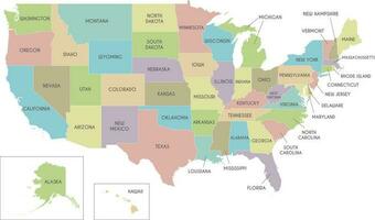 Vector map of USA with states and administrative divisions. Editable and clearly labeled layers.