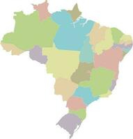 Vector blank map of Brazil with regions or states and administrative divisions. Editable and clearly labeled layers.