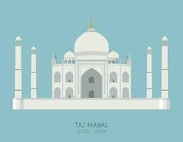 Modern design poster with colorful background of Taj Mahal in Agra, India. Vector illustration