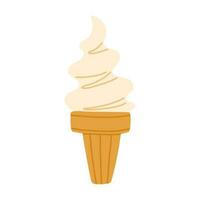 Soft serve ice cream cone. Vectcor illustration isolated on white. vector